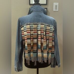 CK Denim Jacket upcycled with Pendleton blanket remnants, M
